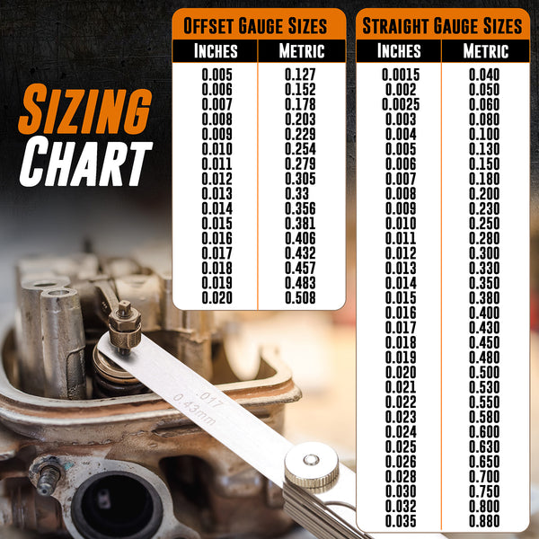 2pc Straight and Angled Feeler Gauge Set – Includes Inch and Metric Feeler Gauges