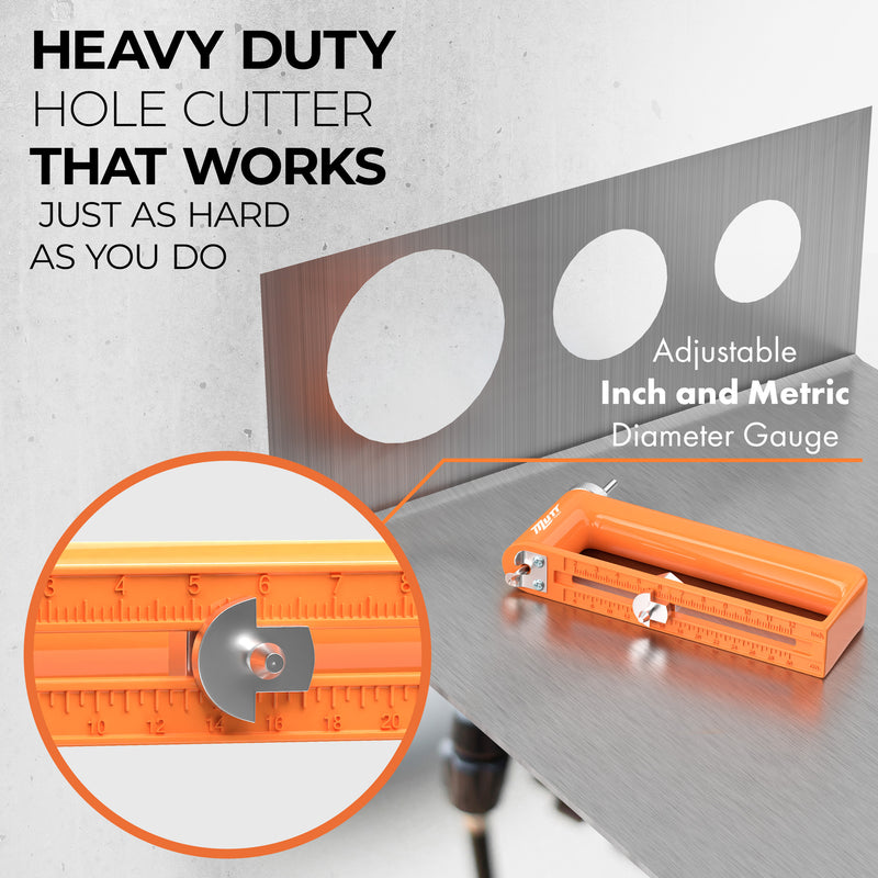 Adjustable Sheet Metal Hole Cutter – Cut 2 – 12" Holes in 24ga Steel and 26ga Stainless Steel